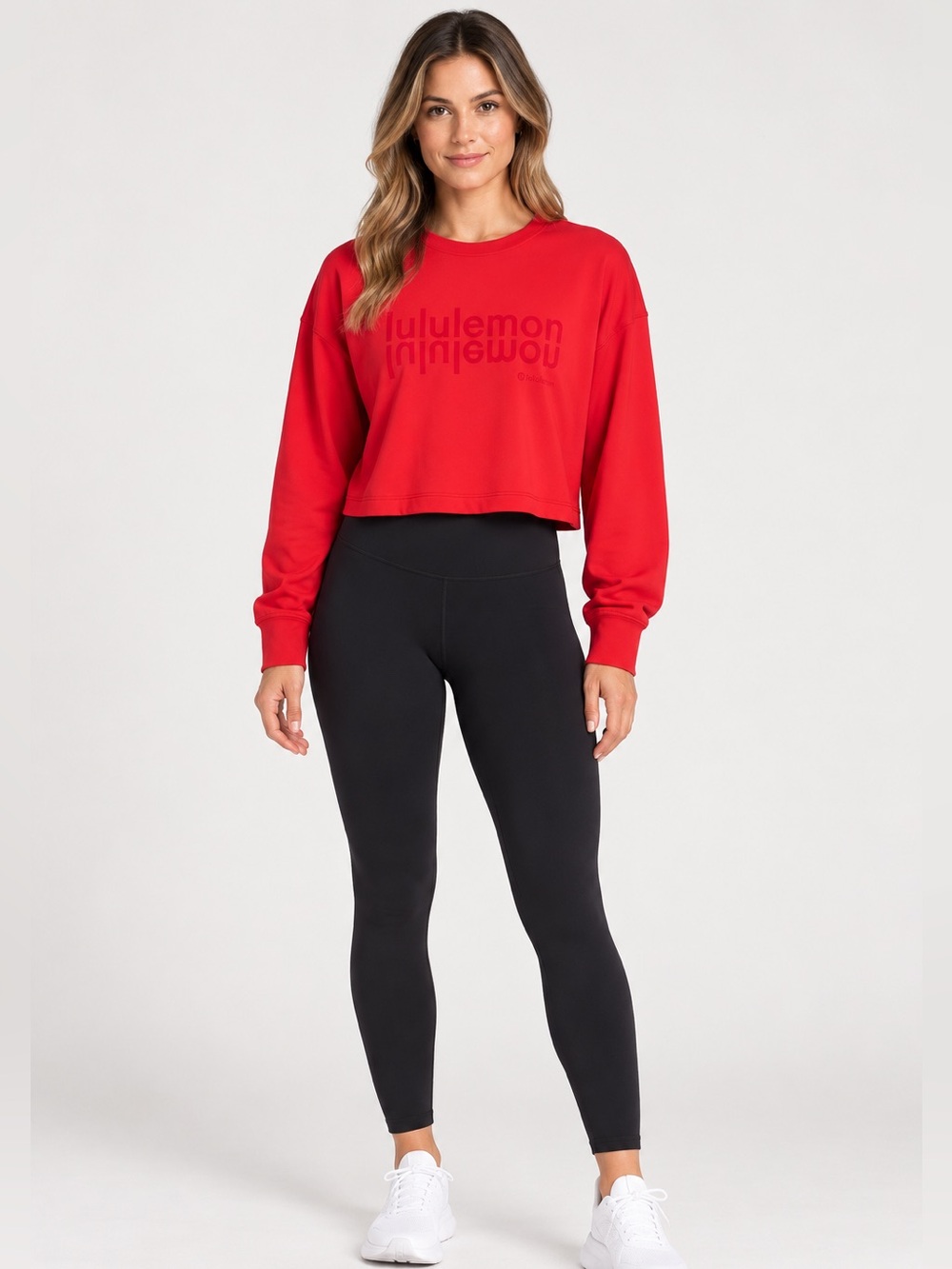 #1016 lululemon All Yours Cropped Crew Lunar New Year Love Red Size 8